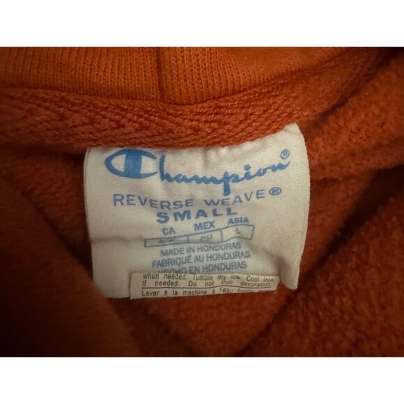 Champion Y2K Reverse Weave Dark Burnt Orange Hoodie Hooded Sweatshirt‎ Small - Picture 10 of 11
